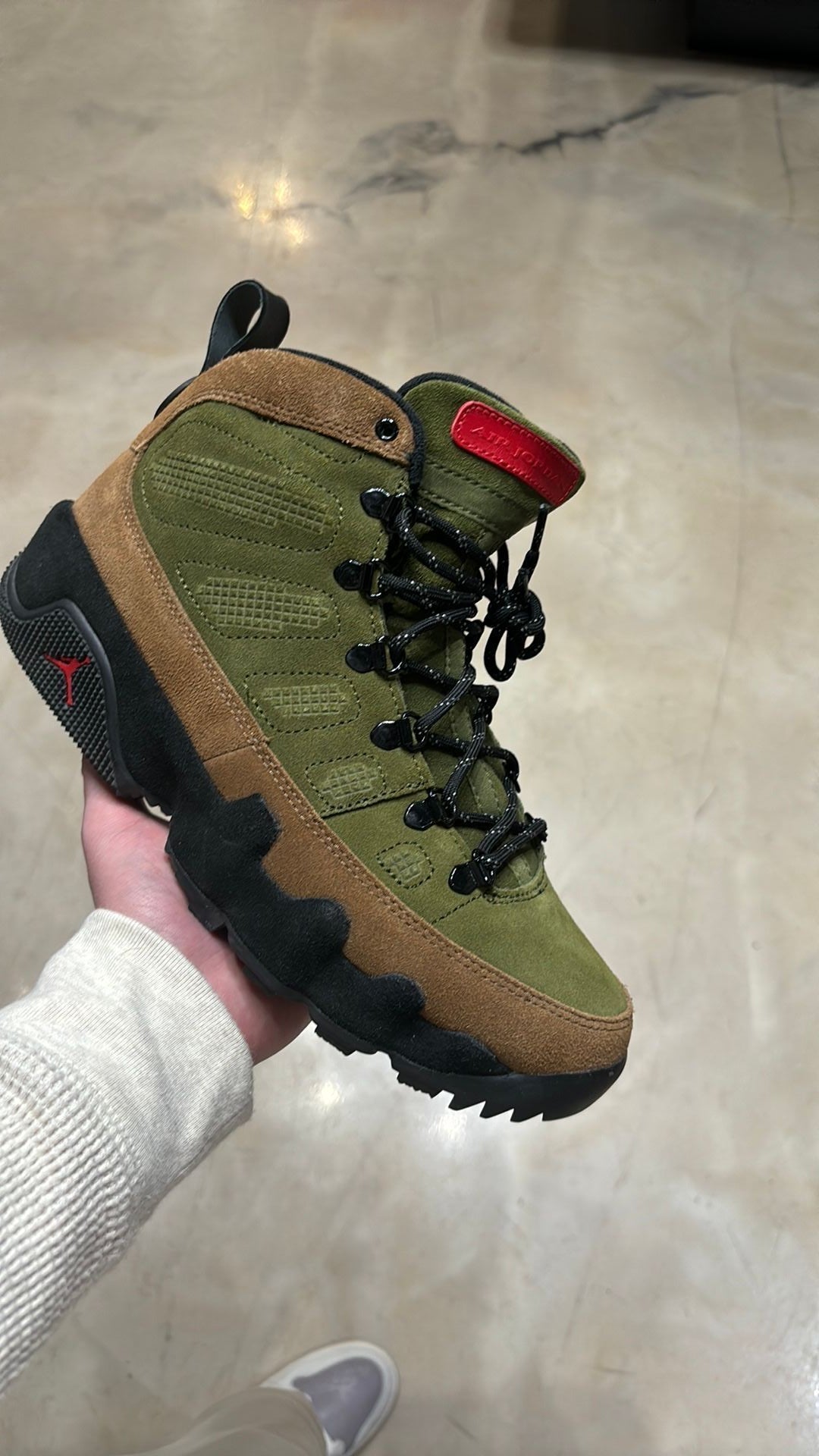 Jordan 9 military legion green boot
